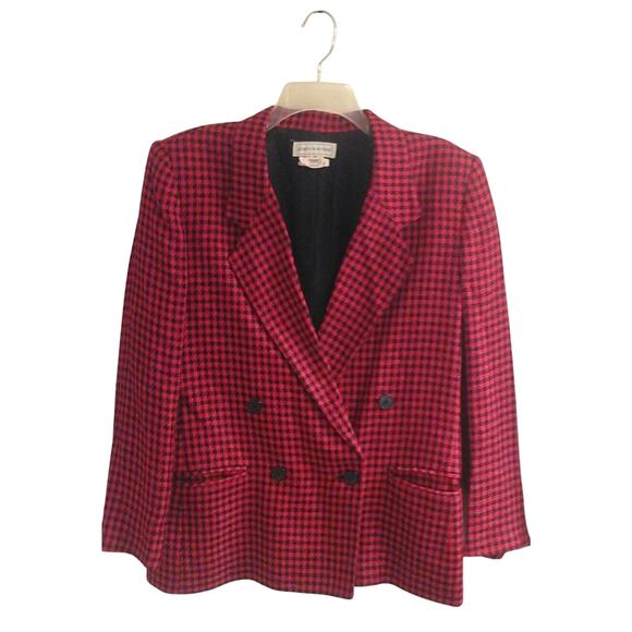 Jones New York Blazer, Women Sz 12 red/black lined, double breasted, vintage - Picture 1 of 4
